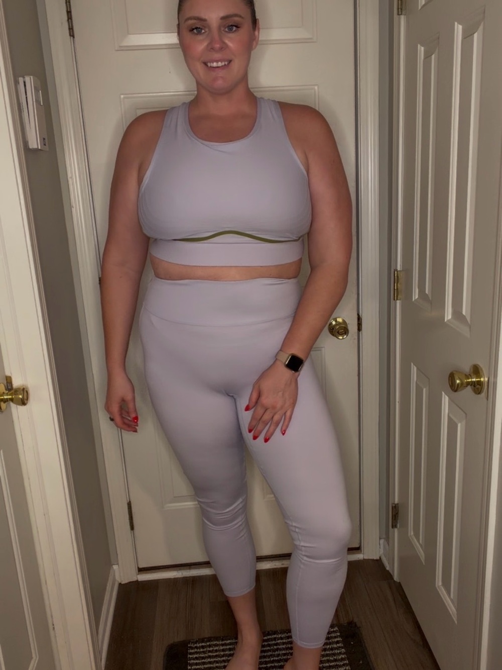 Fabletics Lavender Light Purple High-Waist Leggings & Sports Bra Set